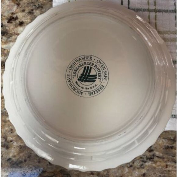 Longaberger Pottery 10-Inch Ivory Woven Traditions Heritage Pie Plate - Picture 2 of 4